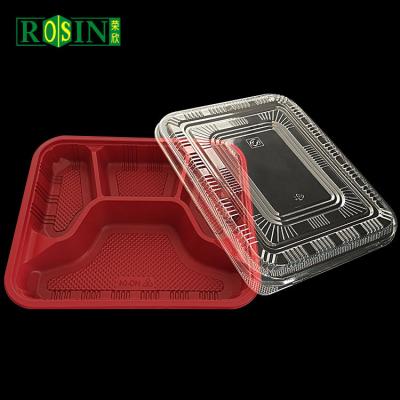 China 4 Compartment Sustainable Plastic Food Box Microwave Plastic Food Box Meal Prep Take Out Container Food Box Plastic for sale