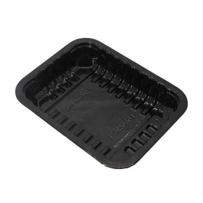 China Disposable Vacuum Forming Vegetable Disposable Fruit Meat Black Plastic Blister Frozen Food Packaging Tray for sale