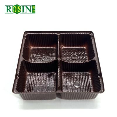 China Plastic Food 4 Cavity Brown Blister Chocolate Gift Wrapping Inside Grid Tray Inner for sale