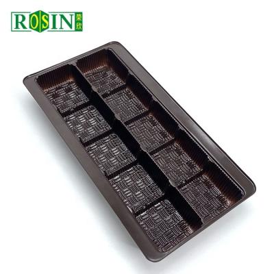 China Food Custom 8 Cavity Brown Blister Plastic Truffles Grid Insert Tray Packaging With Dividers for sale