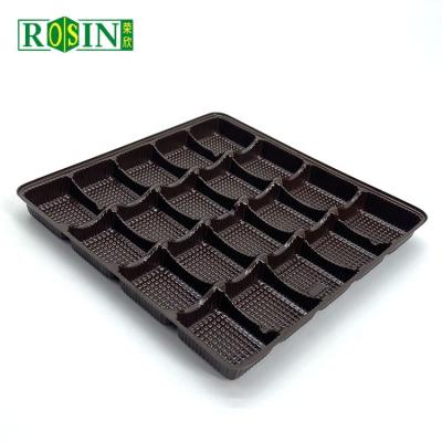 China Food Custom 20 Cavity Brown Disposable Blister Truffles Plastic Chocolate Insert Tray Food Grade With Cover for sale