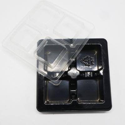 China Disposable Custom Plastic Blister Shape Square 4 Holes Acrylic Chocolate PS Box With Chocolate for sale