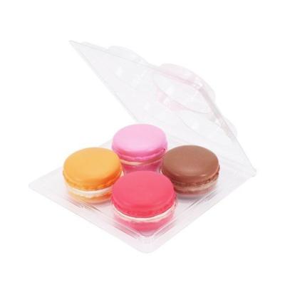 China Disposable Custom Plastic Macaroon Blister Clamshell Packaging Square Macarons Tray 4 Macarons for sale