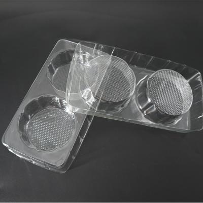 China Disposable Plastic Food Clear PET Mochi Cookie Tray Packaging For Cookie Food Grade 2 Compartment Transparent Blister Cookie Cookie for sale