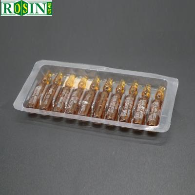 China Disposable Custom Vacuum Forming Plastic Ampoule Tray Medicine Bottle Blister Packaging 10ml Plastic Vial Tray for sale