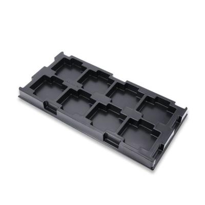 China ESD Blister Packaging 8 Holes Anti-static Black Large Size Plastic Tray For Electronics for sale