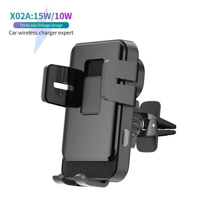 China China-chic new hot sale type-c 15w car QI factory price car phone holder X02A slide design wireless charger for sale