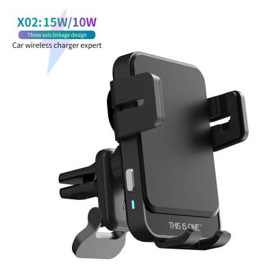 China New Hot Selling China-chic Fast Type-c 15w Car QI Charging Car Phone Holder X02 Slide Design Wireless Charger for sale