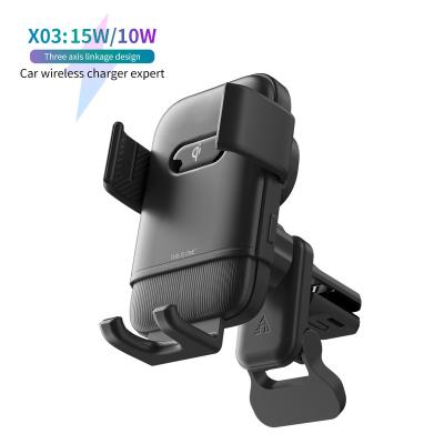 China New 2022 China-chic Fast QI Charging Car Phone Holder X03 Type-c 15w Car Wireless Charger For i Phone 12 13 for sale