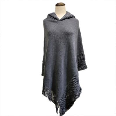 China Comfortable Long Sleeved Knit Fringed Winter Women's Cape 2 Sweater for sale