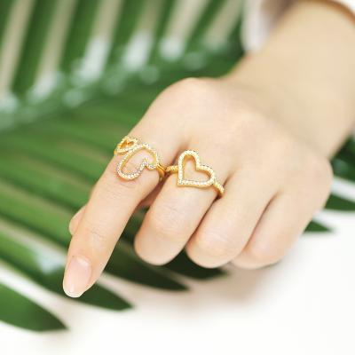 China Of Hiphop Newly Zircon Ring Adjustable Female Personality Love Tail Heart Shaped Ring for sale