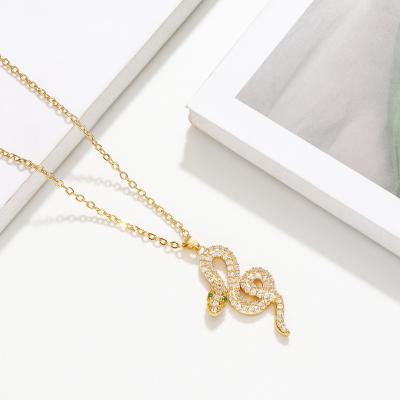 China New FASHIONABLE Vintage Snake Pendant Plated Micro Zircon Sweater Chain Clavicle Chain Necklace for sale