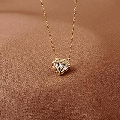 China Wholesale Newly Vintage 18k Korean Plated Fashion Real Gold Diamond Pendant Necklace Popular Chain Necklace for sale