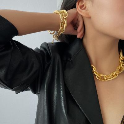 China Hip hop TRENDY punk style exaggerated fashion trend simple gold wire chain jewelry bracelet for sale