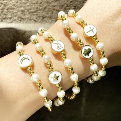 China Wholesale High Quality TRENDY Fashion Bead Bracelet Jewelry 18K Gold Plated Elastic Bead Bracelet for sale