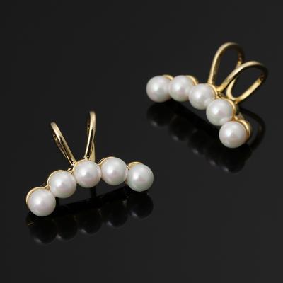 China New Trendy CLASSIC Statement Fashion Ear Clip Tasty Embedded Pearl Dangle Earrings For Women for sale