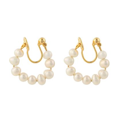 China CLASSIC simple freshwater pearl beaded ear clip earrings retro temperament earring for women for sale