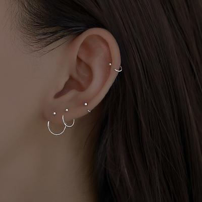 China Vintage Women Mini Circle Earring Hoop Jewelry Fashion Brass Silver Plated Earrings 6mm 8mm for sale