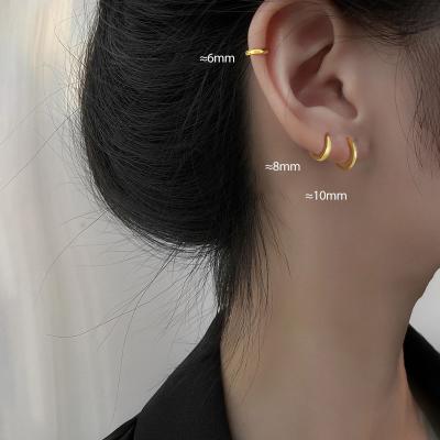 China 2021 Fashion Punk Gold Brass Huggie Earring Small Hoop Yellow Gold Mutisize Earring Cuff Hoops for sale