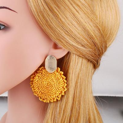 China New Fashion Bohemia Ethnic Handmade Earring Hooop Ethnic Jewelry Beaded Tassel Earrings For Women for sale