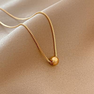 China 2021 TRENDY Delicate Gold Plated Classic Round Pearl Charms Pendant Necklace For Women Jewelry for sale