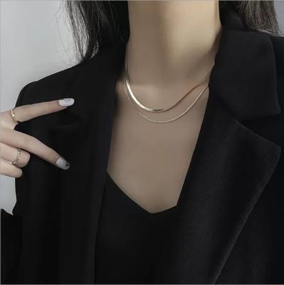 China FASHIONABLE Simple Short Titanium Bone Snake Gold Snake Steel Choker Chain Necklace For Women for sale