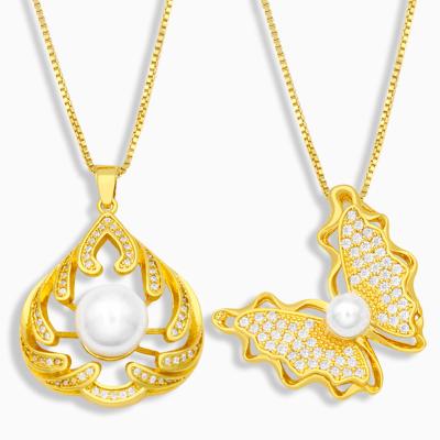 China Factory Price TRENDY Hollow Butterfly Beads Necklace 18k Gold Plated Titanium Steel Necklace for sale