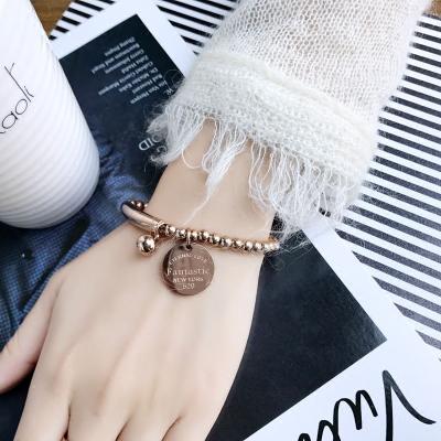 China Gold Korean Simple Titanium Steel English Letter Trend Student Fashion Pendant Bracelet for sale