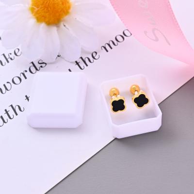 China 2021 TRENDY Black Circle Earrings Fashion S925 Needle Enamel Women Heart Small Circle Silver Earring Jewelry for sale