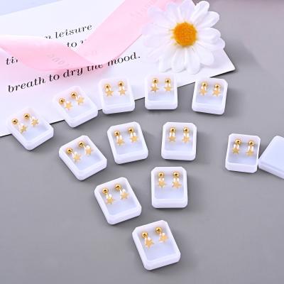 China Cool Trendy Star Stud Earrings Geometric Punk Titanium Steel Stud Earrings For Girl for sale