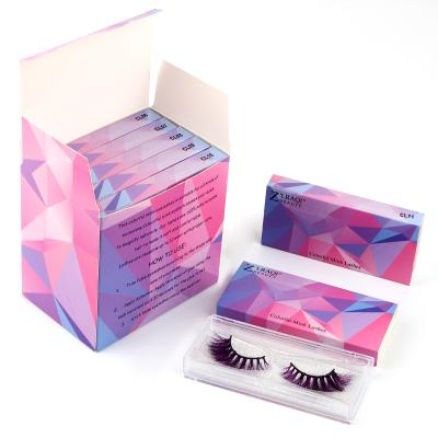 China Wholesale Hot Selling 9D Eyelashes False Eyelashes Box 100% Handmade Mink Fur Strip Tapered Eyelashes Hot Pink Colorful Mink Fur Tapered Eyelashes for sale