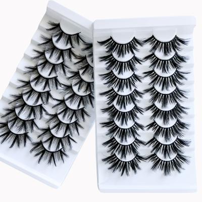 China Wholesale Reliable and Cheap Nature Eyelash False Tapered 8 Volume Synthetic Hair Pairs 15mm Handmade Faux 3D Mink Synthetic Hair Lashes for sale