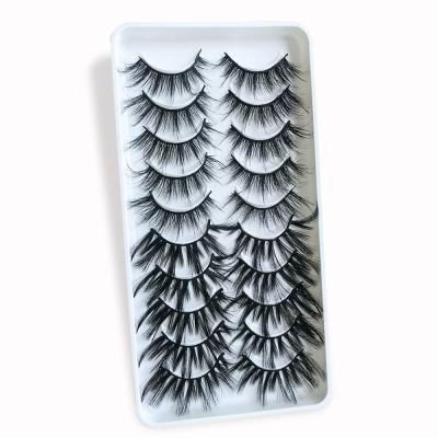 China Wholsale Wholesale 10 Hot New Nature Products Synthetic Hair False Eyelashes Pairs 15mm Group 3D Handmade Synthetic Lashes for sale