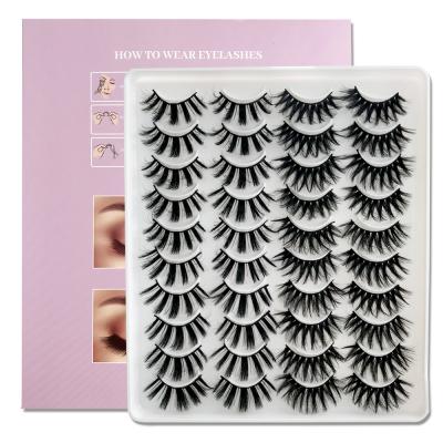 China Wholesale Nature Cheap Fluffy Faux Mink Eyelash Seller Synthetic Hair 20 Pairs 20mm Different Handmade Synthetic Hair Lashes for sale