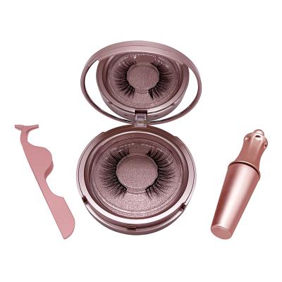 China Wholesale Comfortable Synthetic Hair Eyelash With 5 False Magnets Tray 100% Handmade Synthetic Magnetic Lashes Pink for sale