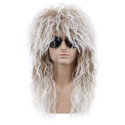 China wholesale 80s inch 40 cm 80s curly hair chemical punk heavy metal wig hairpiece 18 long fiber wig curly 80s long hair punk heavy metal factory for sale