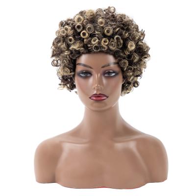 China African Lady Short Curly Hair Gradient Color Chemical Fiber Wig Headwear Wig TS-BY-WS-9623 for sale