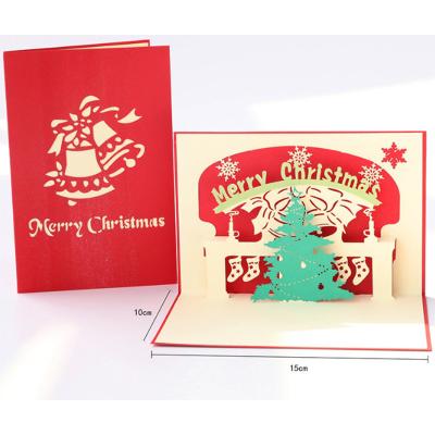 China Europe Laser Cut Simple Style 3D Christmas Tree Fashion New Year Invitation Greeting Card for sale