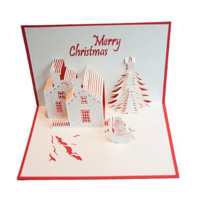 China Europe 3D Pop Customized Greeting Card Handmade 3D Christmas Cards With Your Best Wishes And Greetings for sale