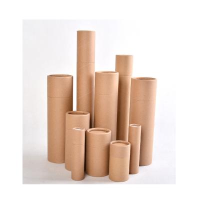 China Recycled Materials Food Grade Paper Tube Cylinder Cardboard Box Brown Kraft Paper Packaging Container for sale