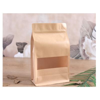 China Moisture Proof Wholesale Small Brown Kraft Paper Food Bags With Window With 20*30+8cm for sale