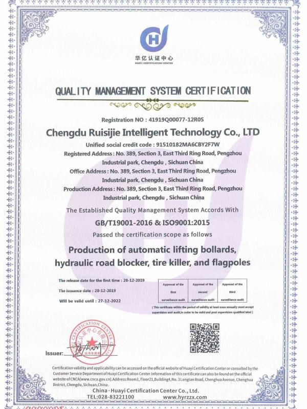 ISO9001 - Chengdu Ruisijie Intelligent Technology Co., Ltd.