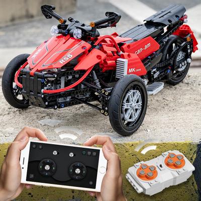 China Building Toy Mold King 23010 Rc Brick Motorcycle Blocks Electric Building Block Scooter 2022 Motorcycle New Remote Control Sports Car Bricks for sale