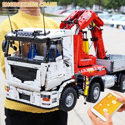 China High-tech Construction Toy Mold King 19002 App Control Motorized Pneumatic Crane Truck Building Blocks Brick RC Car Model Kids Toys Gift for sale