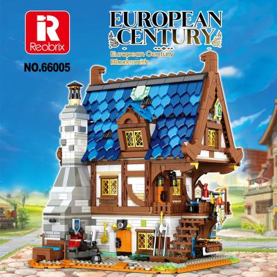 China Educational Building Blocks Toy Medieval European Building Blocks Moc Streetview Brick House Street View Century Castle Toys for sale