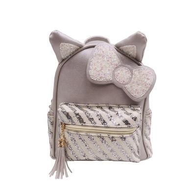 China Other Gray Bow Glitter Bag Cute Kids Silver Backpacks For Girls for sale