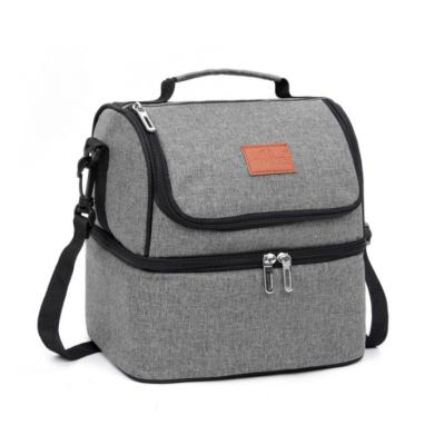 China Adult waterproof 600D Gray Insulated Thermal Lunch Bag for a cooler bag for sale