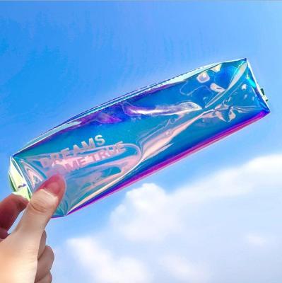 China Mini Small Cute Clear Transparent TPU Recyclable Custom Girls PVC Holographic Pencil Case for sale