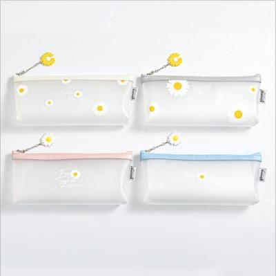 China Recyclable Korean Stationery Matte Pencil Bag Color Matching Transparent Student Pencil Case for sale