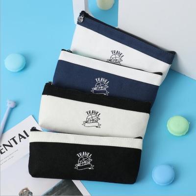 China Schools & Offices Wholesales Cotton Canvas Zipper Lock School Pencil Pouch Bag for sale